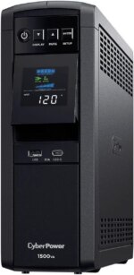 CyberPower CP1500PFCLCD PFC Sinewave UPS Systems - 1500VA/1000W, 120 VAC, NEMA 5-15P, Mini-Tower, Sine Wave, 12 Outlets, LCD, PowerPanel