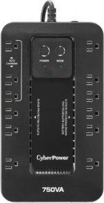 CyberPower EC750GTAA TAA Compliant UPS System - 750VA/450W, 120 VAC, NEMA 5-15P, Compact, 12 Outlets, PowerPanel® Personal