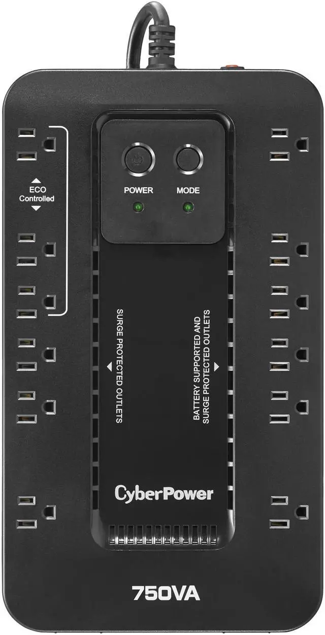 CyberPower EC750GTAA TAA Compliant UPS System - 750VA/450W, 120 VAC, NEMA 5-15P, Compact, 12 Outlets, PowerPanel® Personal