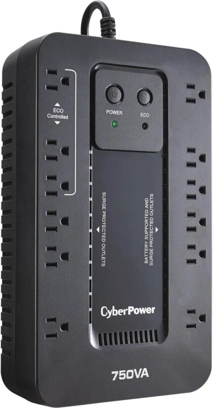 CyberPower EC750GTAA TAA Compliant UPS System - 750VA/450W, 120 VAC, NEMA 5-15P, Compact, 12 Outlets, PowerPanel® Personal