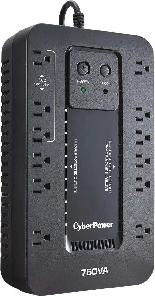 CyberPower EC750GTAA TAA Compliant UPS System - 750VA/450W, 120 VAC, NEMA 5-15P, Compact, 12 Outlets, PowerPanel® Personal