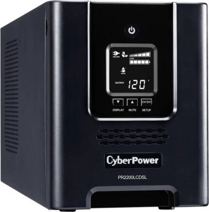 CyberPower PR2200LCDSL Smart App Sinewave UPS Systems - 2070VA/1980W, 120 VAC, NEMA 5-20P, Mini-Tower, Sine Wave, 7 Outlets, LCD, PowerPanel