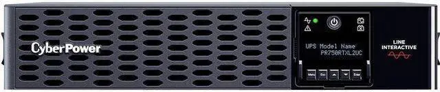 CyberPower PR750RTXL2UC Smart App Sinewave UPS Systems - 750VA/750W, 120 VAC, NEMA 5-15P, 2U, Rack / Tower, Sine Wave, 8 Outlets, LCD, PowerPanel®