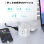DEPOW Power Strip Cube with USB Ports, Flat Extension Cord with 4 AC Outlets & 3 USB Ports (2 USB C), 5 FT Small Power Strip, 3 Prong Mini Charging
