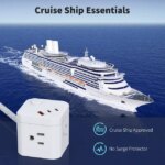 DEPOW Power Strip Cube with USB Ports, Flat Extension Cord with 4 AC Outlets & 3 USB Ports (2 USB C), 5 FT Small Power Strip, 3 Prong Mini Charging