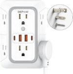 DEPOW Wall Charger 6 AC Outlet Extender with 4 USB Charging Ports(2 USB C), 3-Sided Power Strip Multi Plug Wall Outlet Splitter Adapter Spaced for