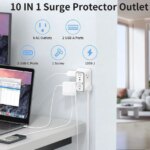 DEPOW Wall Charger 6 AC Outlet Extender with 4 USB Charging Ports(2 USB C), 3-Sided Power Strip Multi Plug Wall Outlet Splitter Adapter Spaced for