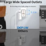 DEPOW Wall Charger 6 AC Outlet Extender with 4 USB Charging Ports(2 USB C), 3-Sided Power Strip Multi Plug Wall Outlet Splitter Adapter Spaced for