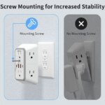 DEPOW Wall Charger 6 AC Outlet Extender with 4 USB Charging Ports(2 USB C), 3-Sided Power Strip Multi Plug Wall Outlet Splitter Adapter Spaced for
