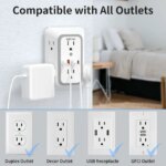 DEPOW Wall Charger 6 AC Outlet Extender with 4 USB Charging Ports(2 USB C), 3-Sided Power Strip Multi Plug Wall Outlet Splitter Adapter Spaced for