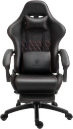 Dowinx High Back Gaming Chair with Massage Lumbar Support, Game Chair with Adjustable Headrest, Ergonomic Office Chair, Racing Chair with Footrest, PU