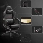 Dowinx High Back Gaming Chair with Massage Lumbar Support, Game Chair with Adjustable Headrest, Ergonomic Office Chair, Racing Chair with Footrest, PU
