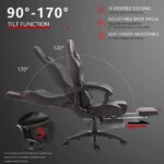 Dowinx High Back Gaming Chair with Massage Lumbar Support, Game Chair with Adjustable Headrest, Ergonomic Office Chair, Racing Chair with Footrest, PU