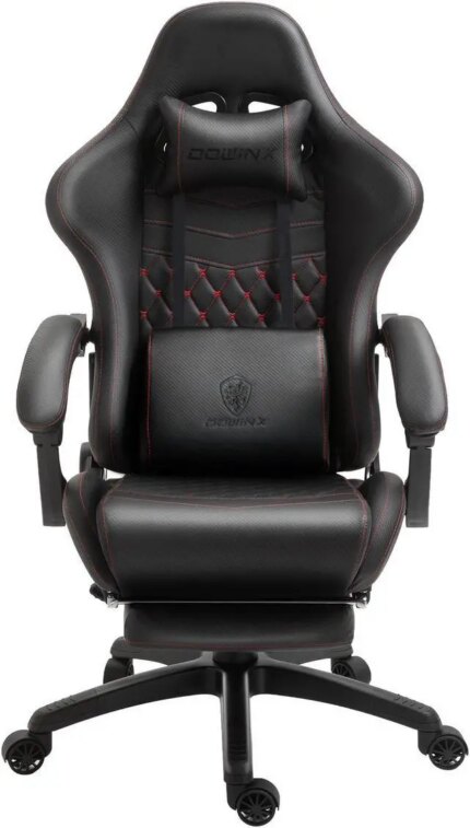 Dowinx High Back Gaming Chair with Massage Lumbar Support, Game Chair with Adjustable Headrest, Ergonomic Office Chair, Racing Chair with Footrest, PU