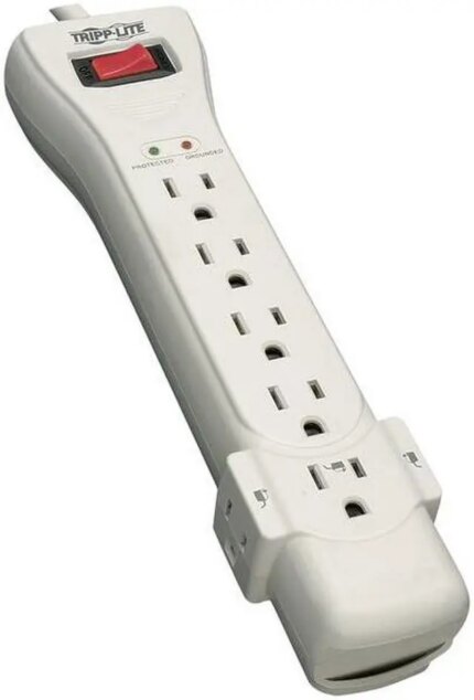 Eaton Tripp Lite Series Protect It! 7-Outlet Surge Protector, 7 ft. Cord with Right-Angle Plug, 2160 Joules, Diagnostic LEDs, Light Gray Housing - 7 x