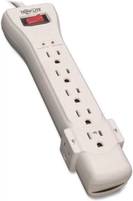 Eaton Tripp Lite Series Protect It! 7-Outlet Surge Protector, 7 ft. Cord with Right-Angle Plug, 2160 Joules, Diagnostic LEDs, Light Gray Housing - 7 x
