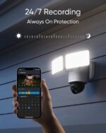 eufy Security Floodlight Camera E340 Wired, 360° Pan and Tilt, 24/7 Recording, Dual-Band Wi-Fi, 2,000 Lumens, Motion-Activated, Dual Camera, HomeBase