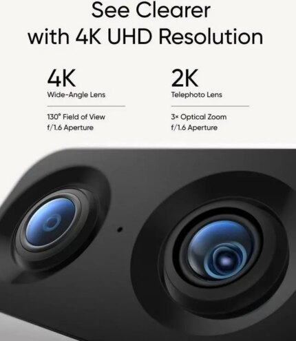 eufy Security Indoor Cam S350, Dual Cameras, 4K UHD Resolution Security Camera with 8× Zoom and 360° PTZ, Human/Pet AI, Ideal for Baby Monitor/Pet
