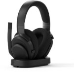 Fractal Design Scape Dark RGB Wireless Gaming Headset w/ Immersive Audio, USB Dongle & BT 5.3, Charging Stand, 40-Hr Battery, compatible with PC, Mac,