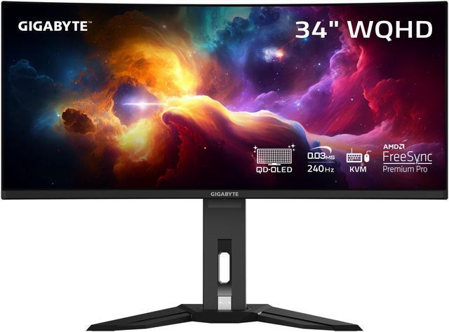 GIGABYTE 34" 240 Hz OLED WQHD Gaming Monitor 0.03ms GTG FreeSync Premium Pro (AMD Adaptive Sync) Curved MO34WQC2