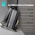 GLOTRENDS PA18 M.2 NVMe to PCIe 5.0 X4 Adapter for M.2 NVMe SSD, Extra Large Aluminum Heatsink, Regular and Low-Profile Bracket (Black)