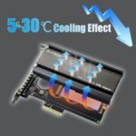 GLOTRENDS PA18 M.2 NVMe to PCIe 5.0 X4 Adapter for M.2 NVMe SSD, Extra Large Aluminum Heatsink, Regular and Low-Profile Bracket (Black)