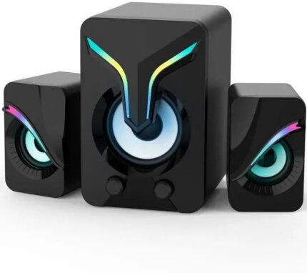 High Performan Computer Speaker, Mini PC Speakers with Subwoofer, 2.1 Desktop Speaker with RGB Lights, USB Powered, Stereo Sound, Gaming Speaker with