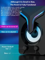 High Performan Computer Speaker, Mini PC Speakers with Subwoofer, 2.1 Desktop Speaker with RGB Lights, USB Powered, Stereo Sound, Gaming Speaker with