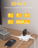HOPOW Flat Plug Power Strip with 15W USB C Port, 5 Ft Ultra Thin Extension Cord with 8 Outlets & 4 USBs, 1440 Joules Surge Protector, Power Delivery High-Speed Charging Station...
