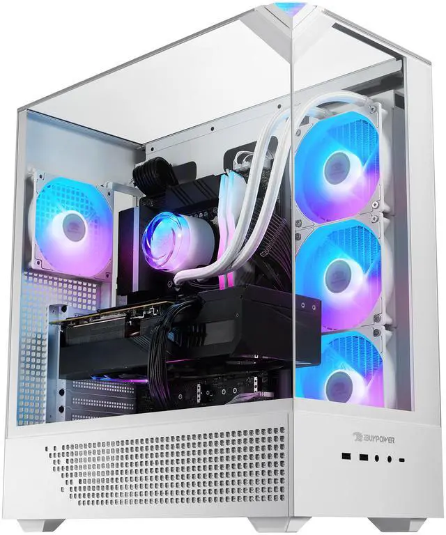 iBUYPOWER Element 9 White Gaming PC Desktop - AMD Ryzen 7 7800X3D - NVIDIA GeForce RTX 5070Ti 16GB - 32GB DDR5 RGB - 1TB NVMe SSD - EWA7N57T01