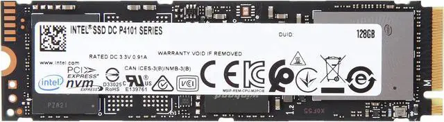 Intel DC P4101 SSDPEKKA128G801 M.2 2280 128GB PCIe NVMe 3.1 x4 64-Layer 3D TLC NAND Enterprise Solid State Drive