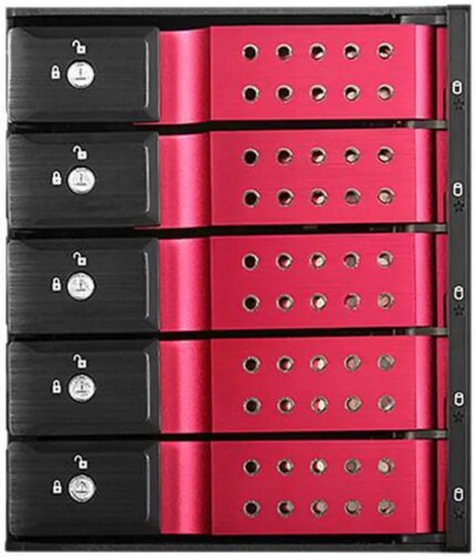 iStarUSA BPN-DE350HD-RED Trayless 3 x 5.25" to 5 x 3.5" 12Gb/s HDD Hot-swap Rack
