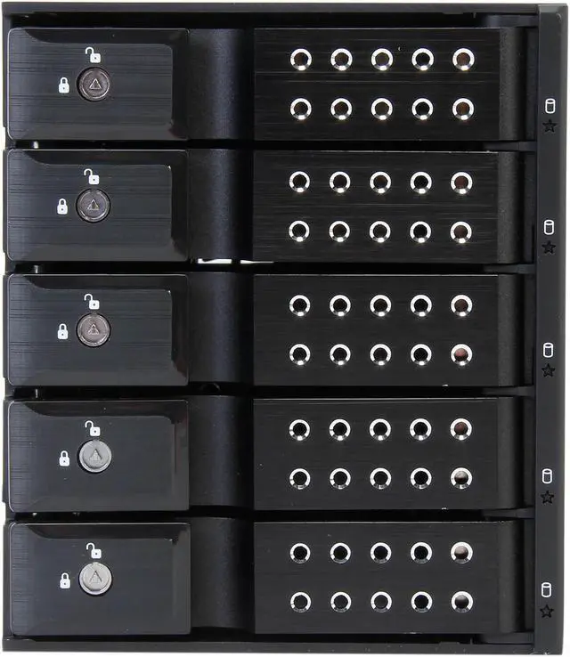 iStarUSA BPN-DE350SS-BLACK 3x5.25" to 5x3.5" SAS/SATA 6.0 Gb/s Trayless Hot-Swap Cage