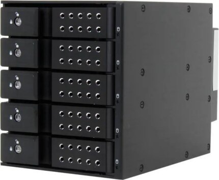 iStarUSA BPN-DE350SS-BLACK 3x5.25" to 5x3.5" SAS/SATA 6.0 Gb/s Trayless Hot-Swap Cage