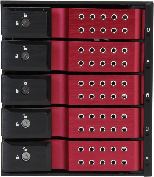 iStarUSA BPN-DE350SS-RED 3 x 5.25" to 5 x 3.5" SAS/SATA 6.0 Gb/s Trayless Hot-Swap Cage