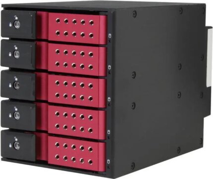 iStarUSA BPN-DE350SS-RED 3 x 5.25" to 5 x 3.5" SAS/SATA 6.0 Gb/s Trayless Hot-Swap Cage