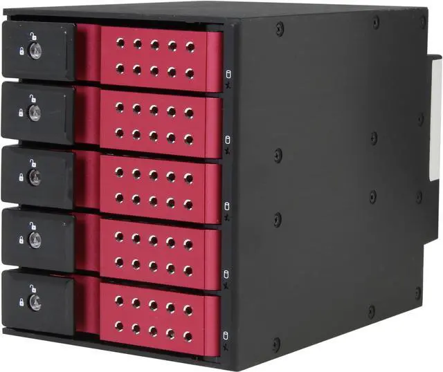 iStarUSA BPN-DE350SS-RED 3 x 5.25" to 5 x 3.5" SAS/SATA 6.0 Gb/s Trayless Hot-Swap Cage