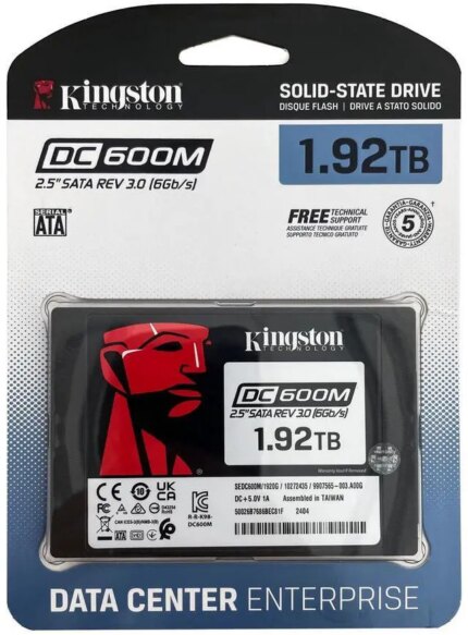 Kingston SEDC600M/1920G DC600M 1.92 TB Solid State Drive - 2.5" Internal - SATA 6 Gb/s- Mixed Use - Server Device Supported - 1.66 DWPD - 3504 TB -