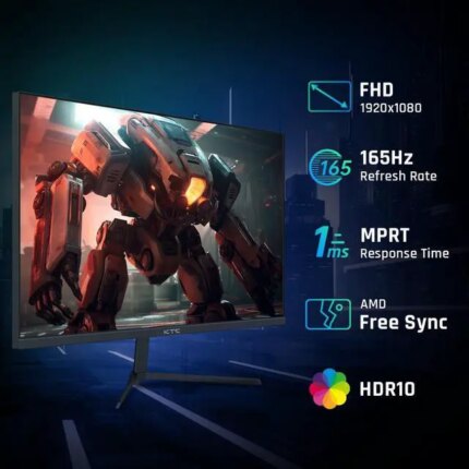 KTC 24 Inch FHD 165Hz Gaming Monitor, 1080P Fast IPS Frameless Computer Monitor with Adaptive Sync, Eye Care PC Gamer Monitor,HDMIx2, DisplayPort,