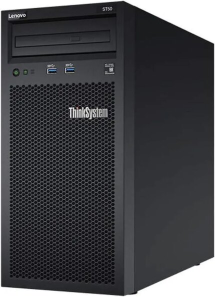 Lenovo ThinkSystem ST50v2 Tower Server, Intel Xeon E-2324G Quad-Core CPU, 64GB DDR4 2666MHz RAM, 12TB HDD Storage, JBOD RAID, Microsoft Windows Server