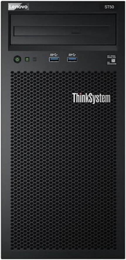 Lenovo ThinkSystem ST50v2 Tower Server, Intel Xeon E-2324G Quad-Core CPU, 64GB DDR4 2666MHz RAM, 12TB HDD Storage, JBOD RAID, Microsoft Windows Server