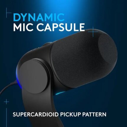 Logitech G Yeti GX Dynamic RGB Gaming Microphone with LIGHTSYNC, USB Mic for Streaming, Supercardioid, USB Plug and Play for PC/Mac - Black