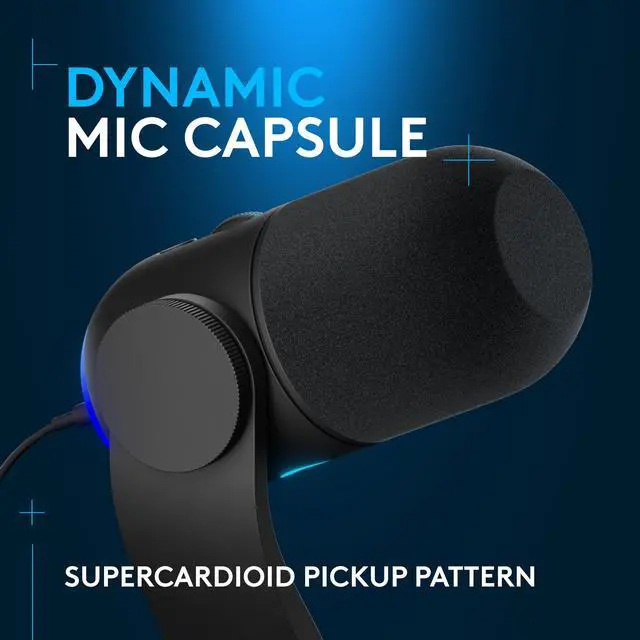 Logitech G Yeti GX Dynamic RGB Gaming Microphone with LIGHTSYNC, USB Mic for Streaming, Supercardioid, USB Plug and Play for PC/Mac - Black