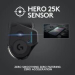 Logitech G502 Lightspeed Wireless Gaming Mouse with Hero 25K Sensor, PowerPlay Compatible, Tunable Weights and Lightsync RGB - Black