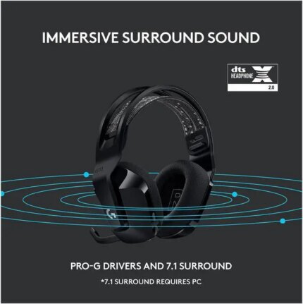 Logitech G733 Lightspeed Wireless Gaming Headset with Suspension Headband, Lightsync RGB, Blue VO!CE mic technology and PRO-G audio drivers - Black