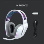 Logitech G733 LIGHTSPEED Wireless Gaming Headset with suspension headband, LIGHTSYNC RGB, Blue VO!CE mic technology and PRO-G audio drivers - White