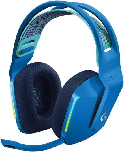Logitech G733 LIGHTSPEED Wireless Gaming Headset with suspension headband, LIGHTSYNC RGB, Blue VO!CE mic technology and PRO-G audio drivers - Blue