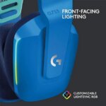 Logitech G733 LIGHTSPEED Wireless Gaming Headset with suspension headband, LIGHTSYNC RGB, Blue VO!CE mic technology and PRO-G audio drivers - Blue