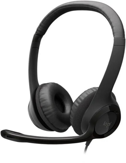 Logitech H390 Wired Headset, Stereo Headphones with Noise-Cancelling Microphone, USB, In-Line Controls, PC/Mac/Laptop - Black