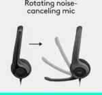 Logitech H390 Wired Headset, Stereo Headphones with Noise-Cancelling Microphone, USB, In-Line Controls, PC/Mac/Laptop - Black